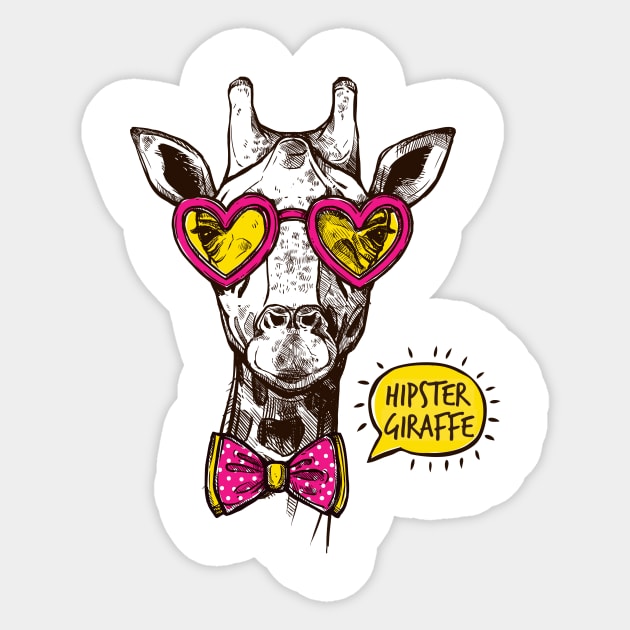 Hipster Giraffe Sticker by MeksFashion
